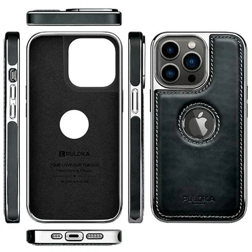 Leather Back Case - Compatible with iPhone Series - Luxury Bumper Case - Flexible Vegan Leather