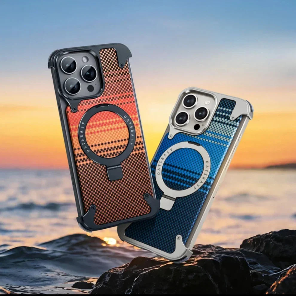 Real Aramid Fiber Cases With Magsafe Rotating Kickstand For iPhones